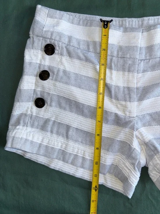 Ann Taylor Loft White andGray Striped Chino Shorts with Button Details - Picture 7 of 8
